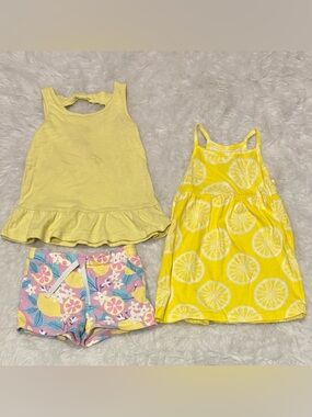 Carter's Set of 2 Bright Summer Outfit & Dress with Citrus Lemon Print